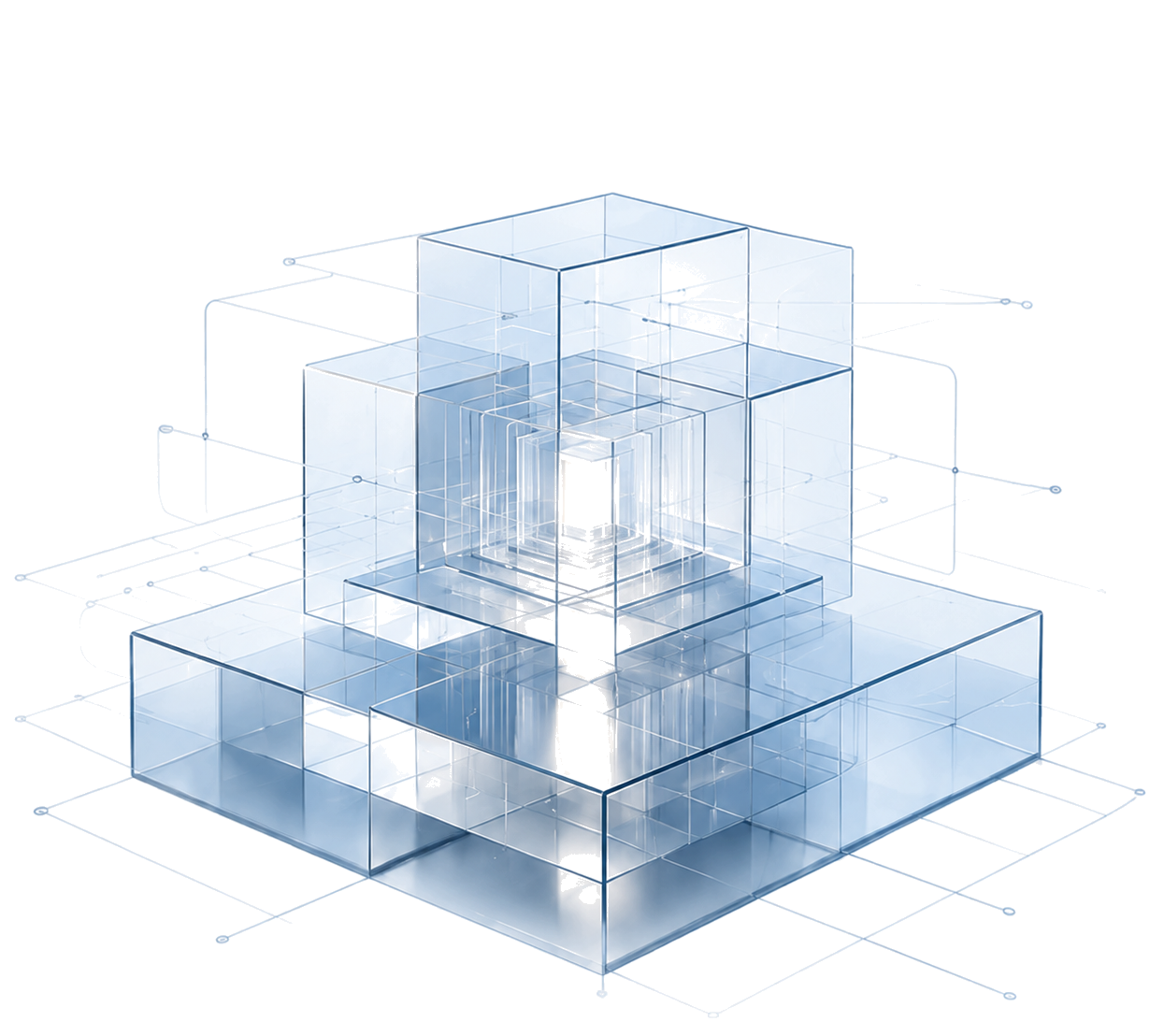A glass system: transparent architecture with working machinery inside