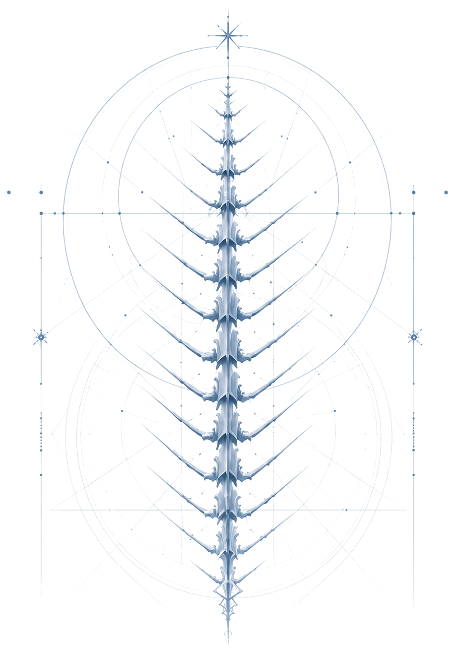 The Nordane spine emblem over faint survey geometry